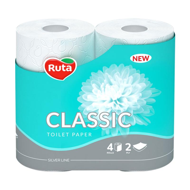 Tualetes papīrs "Ruta" Classic 4 ruļļi, 2-slāņu, balts