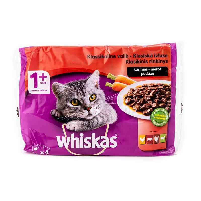 Kaķu barība Whiskas gaļas izlase, 4x85 g