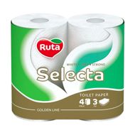 Tualetes papīrs "Ruta" Selecta 4 ruļļi, 3-slāņu, balts