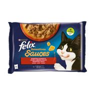 Kaķu konsevi Felix gaļas izlase mērcē, 4x85 g