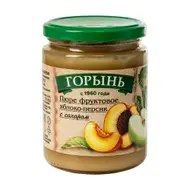 Augļu biezenis Gorin ābolu-persiku ar cukuru, 430 g