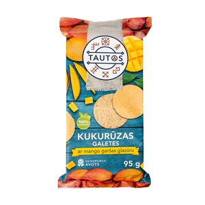 Kukurūzas galetes Tautas, ar mango garšas glazūru, 95 g