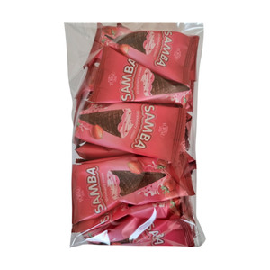 Vafeļu konusi Samba ar zemeņu garšas pildījumu, 200 g