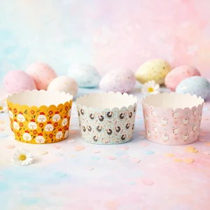 Apaļas kūku cepšanas formas, papīra, 6 gab., dažādas krāsas