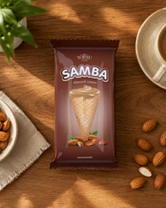 Vafeļu konusi ar zemesriekstu/mandeļu pildījumu Samba, 200 g