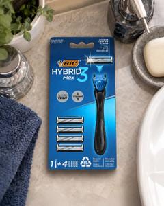 Vīriešu skuveklis BIC Hybrid, +4 maiņas asmeņi