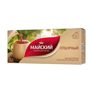 Melnā tēja Maijskij, 25 x 2 g
