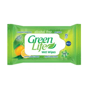 Mitrās salvetes Green Life, 15 gab., dažādi veidi