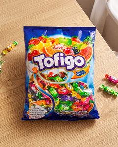 Mīkstās karameles ar augļu garšas pildījumu Tofigo, 1 kg