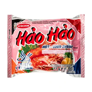 Ātri pagatavojamas nūdeles HAO-HAO ar asu-saldskābu garneļu garšu, 77 g