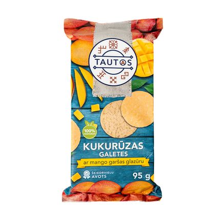 Kukurūzas galetes Tautas, ar mango garšas glazūru, 95 g