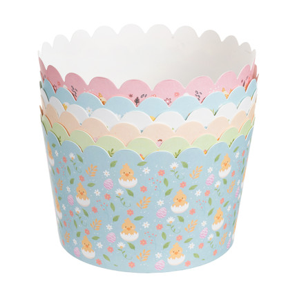 Apaļas kūku cepšanas formas, papīra, 6 gab., dažādas krāsas