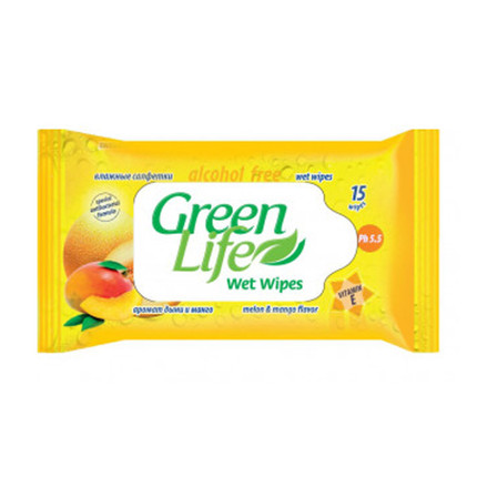 Mitrās salvetes Green Life, 15 gab., dažādi veidi