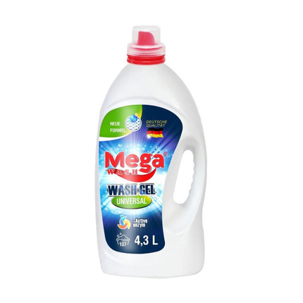 Veļas mazgāšanas gels Mega Wash, 4,3 l, dažādi veidi