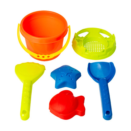 Smilšu rotaļlietu komplekts ar spaini, 6 gab.