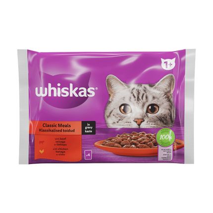 Kaķu barība Whiskas Meat Selection, 4x85 g
