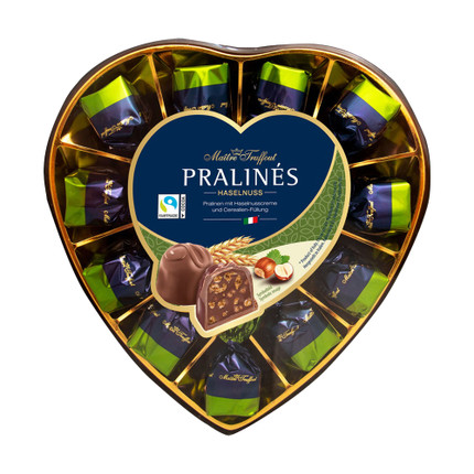 Konfekšu kārba Sirds piena šokolāde praline, 165 g