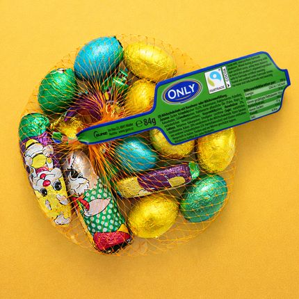 Piena šokolādes zaķi/olas ar lazdu riekstu pildījumu, 84 g