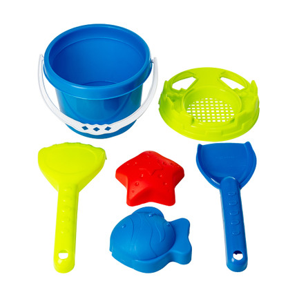 Smilšu rotaļlietu komplekts ar spaini, 6 gab.