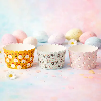 Apaļas kūku cepšanas formas, papīra, 6 gab., dažādas krāsas