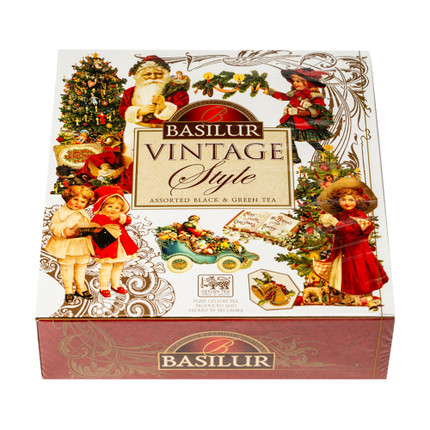 Dāvanu komplekts melnā, zaļā tēja Basilur Vintage Style, asorti, 40 gab.