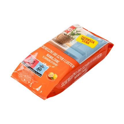 Mitrās salvetes stikliem un spoguļiem, 80 gab.