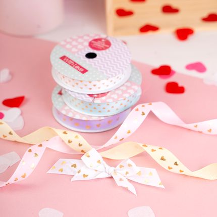 Dekoratīva lente Sirds, 2,7 m x 1,5 cm, dažādi veidi