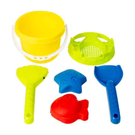 Smilšu rotaļlietu komplekts ar spaini, 6 gab.