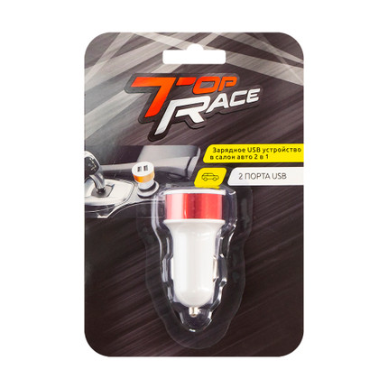 USB lādētājs automašīnām, 2 in 1, Top Race