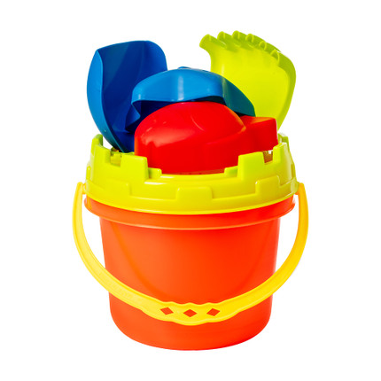 Smilšu rotaļlietu komplekts ar spaini, 6 gab.