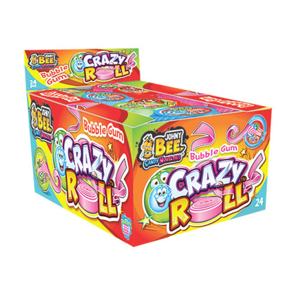 Košļājamā gumija Johny Bee Sour Crazy Roll, 18 g