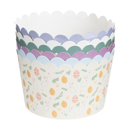 Apaļas kūku cepšanas formas, papīra, 6 gab., dažādas krāsas