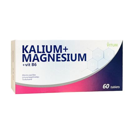 KĀLIJS+MAGNIJS+B6 vitamīns, 60 tabletes
