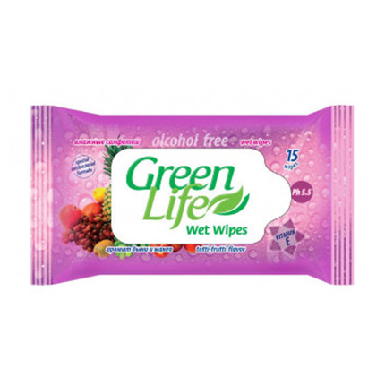 Mitrās salvetes Green Life, 15 gab., dažādi veidi