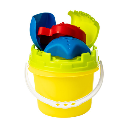 Smilšu rotaļlietu komplekts ar spaini, 6 gab.