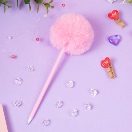 Pūkaina lodīšu pildspalva, melna tinte