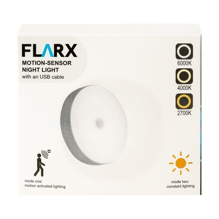 Nakts lampa ar kustības sensoru, apaļš