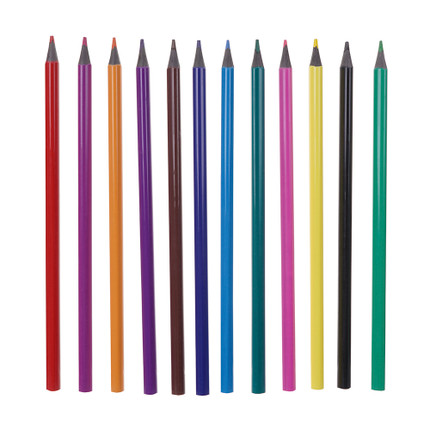 Krāsainie plastmasas zīmuļi, 12 krāsas