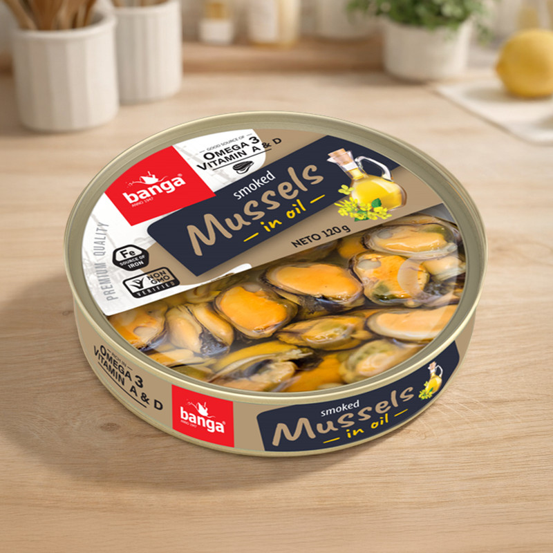 BANGA Mīdijas kūpinātas eļļā, 120 g