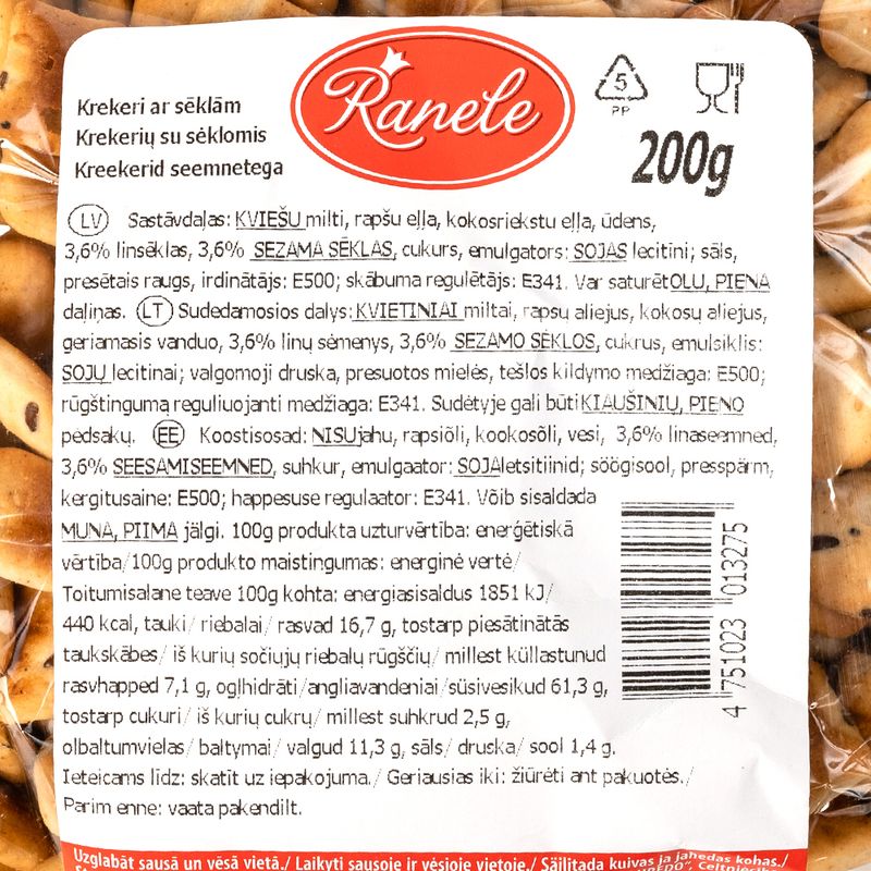 Krekeri ar sēkliņām, 200 g