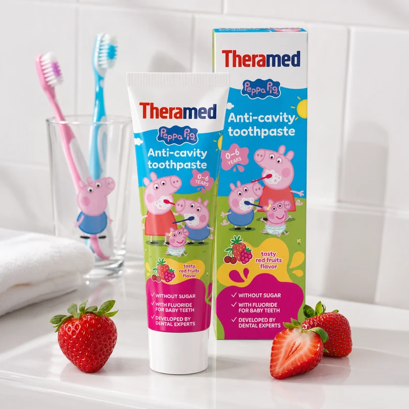 Bērnu zobu pasta ar ogu garšu Peppa Pig, Theramed, 0-6 gadiem, 50 ml