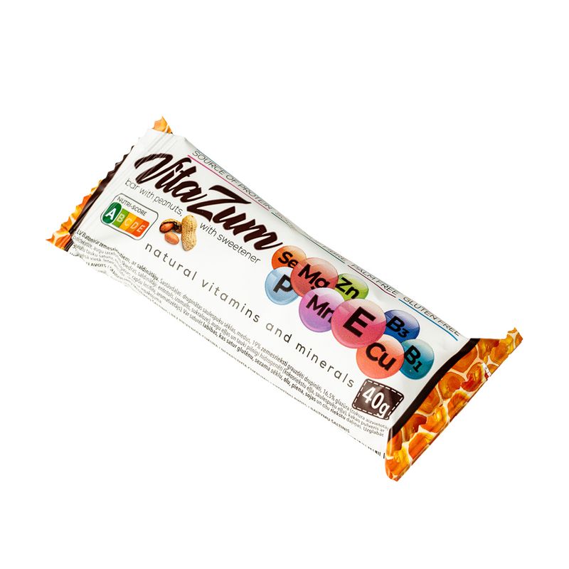 VitaZum, Batoniņš ar zemesriekstiem ar saldīnātaju, 40 g