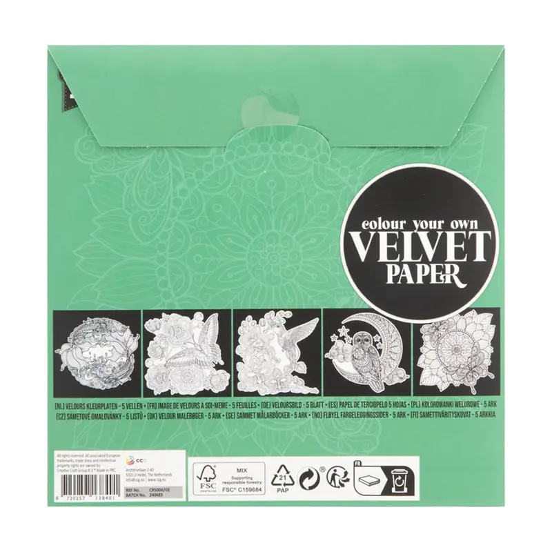 Krāsojamās samta bildītes,18x18cm, 5 lapas