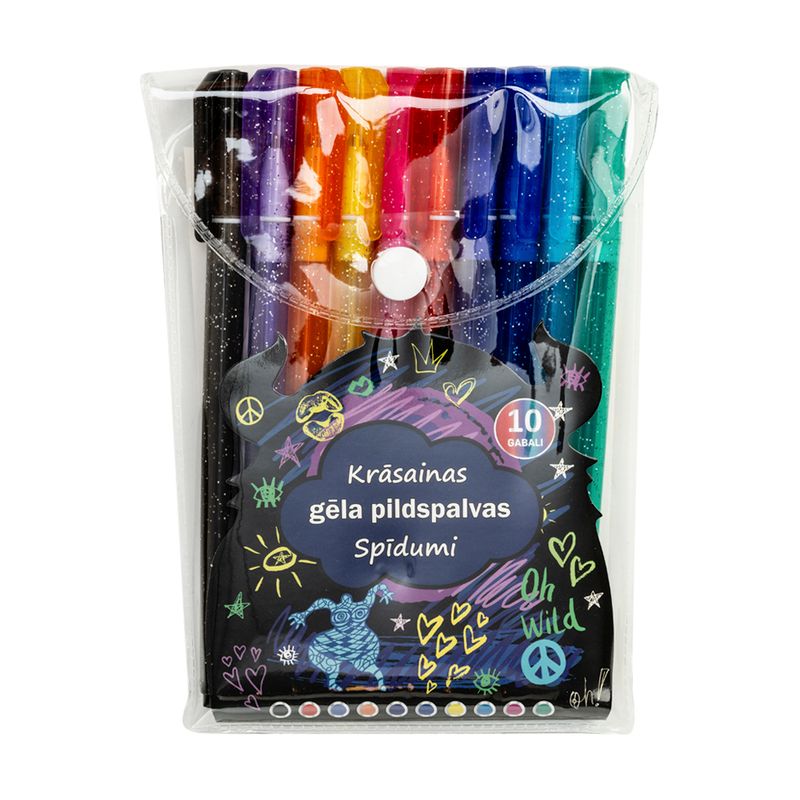 Krāsaino gēla pildspalvu komplekts, 10 gab.