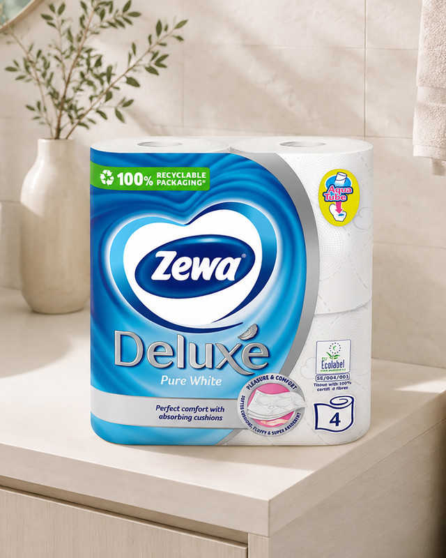 Tualetes papīrs ZEWA DELUXE, 4 ruļļi, 3 slāņi