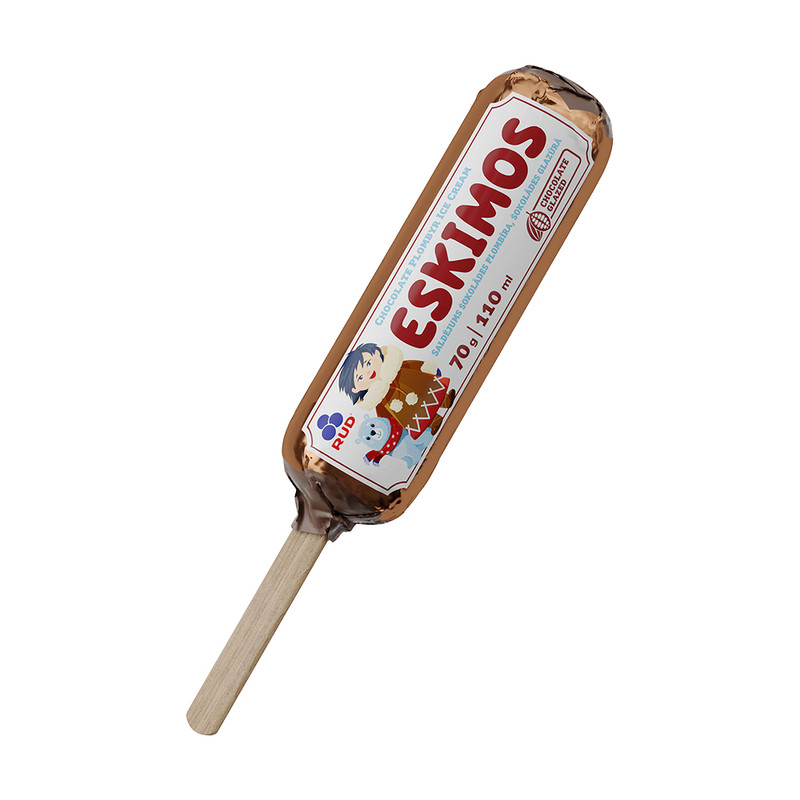 Saldējums Eskimos šokolādes plombīra, šokolādes glazūrā 70 g / 110 ml