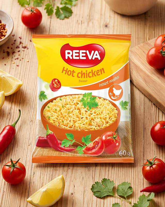 Ātri pagatavojamās nūdeles ar pikantas vistas garšu REEVA, 60 g
