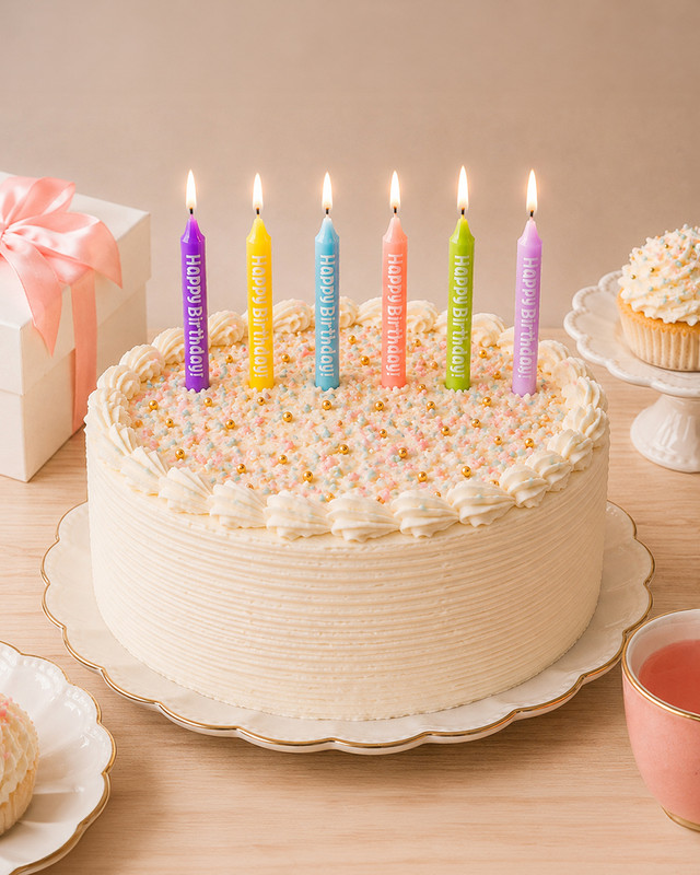 Sveces kūkām Happy Birthday, 6 gab.
