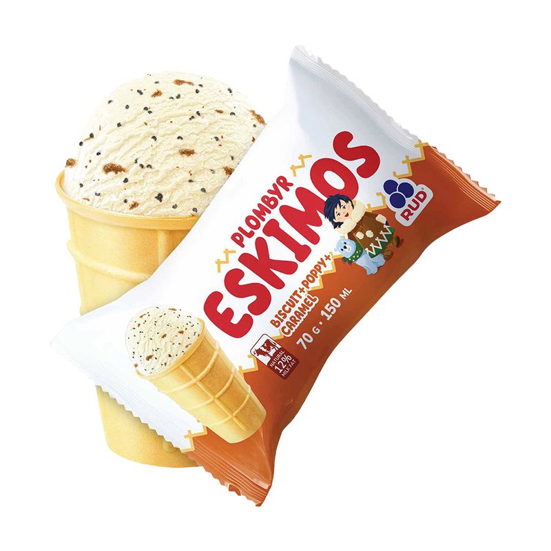 Saldējums cepums-magone-karamele vafeļu glāzē, 150 ml