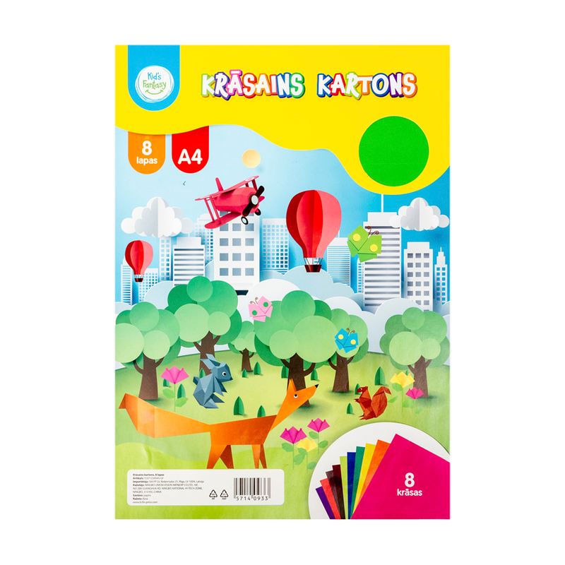 Krāsains kartons, 8 lapas